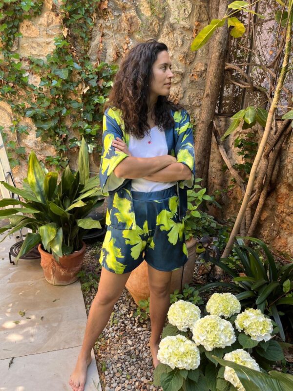 Conjunt de Kimono i Pantaló floral verd